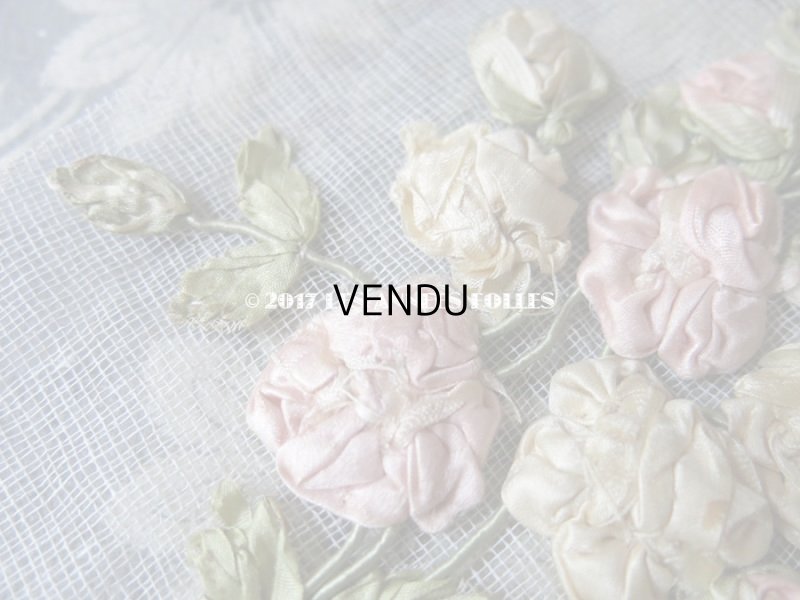 画像4: アンティーク ロココ調  薔薇のモチーフ リボン刺繍