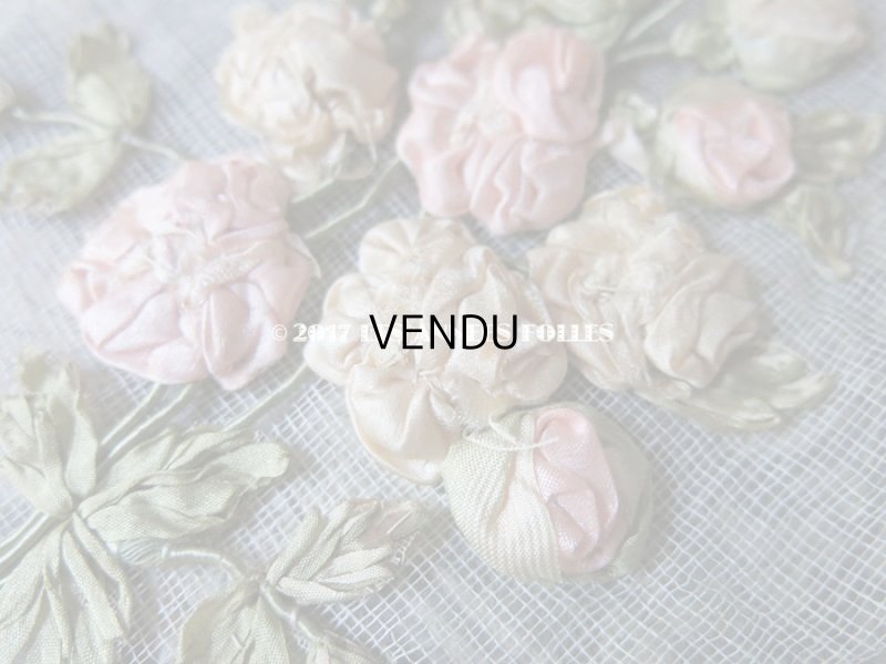 画像3: アンティーク ロココ調  薔薇のモチーフ リボン刺繍