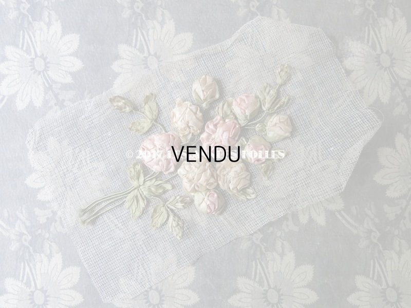 画像7: アンティーク ロココ調  薔薇のモチーフ リボン刺繍