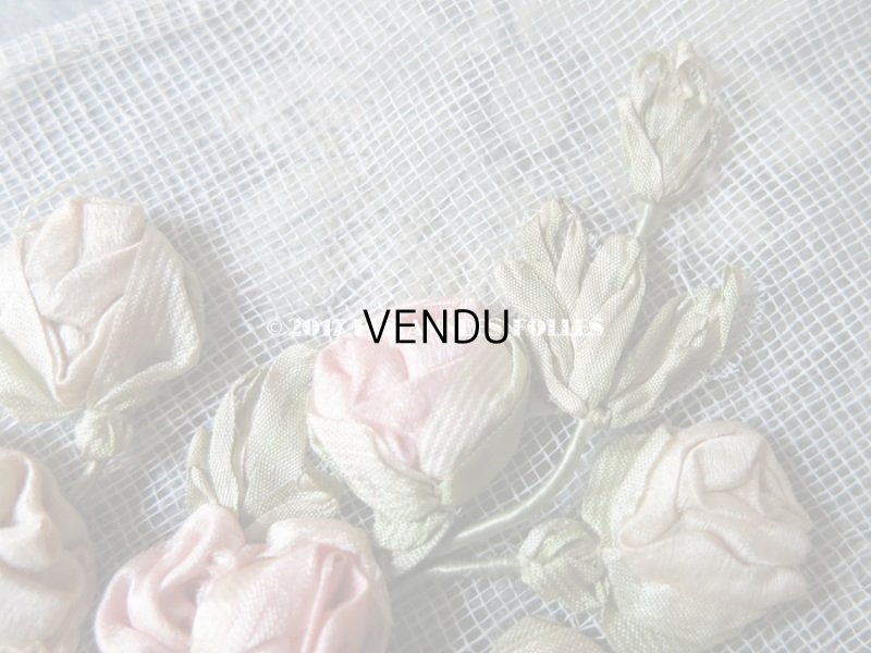 画像6: アンティーク ロココ調  薔薇のモチーフ リボン刺繍