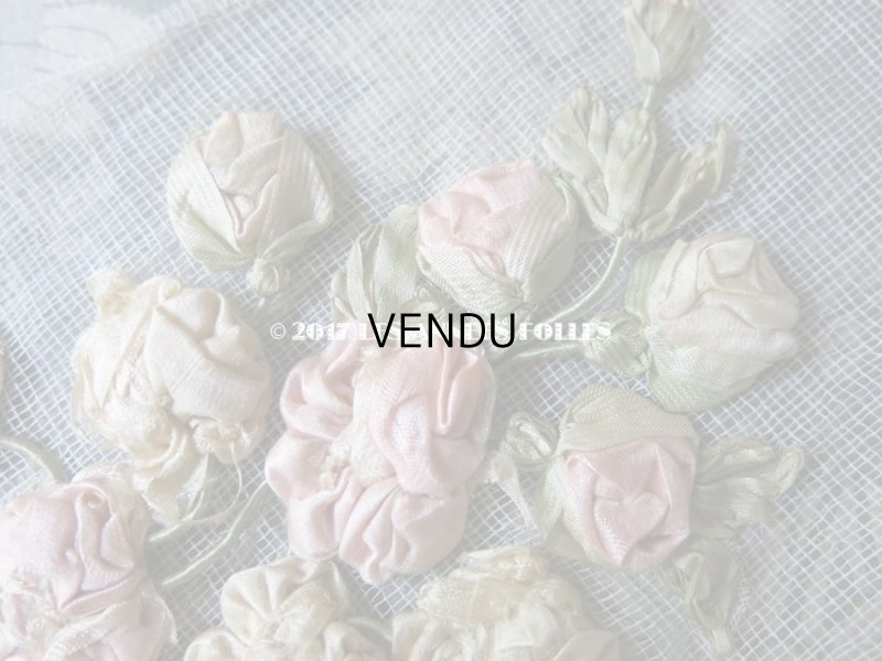 画像5: アンティーク ロココ調  薔薇のモチーフ リボン刺繍