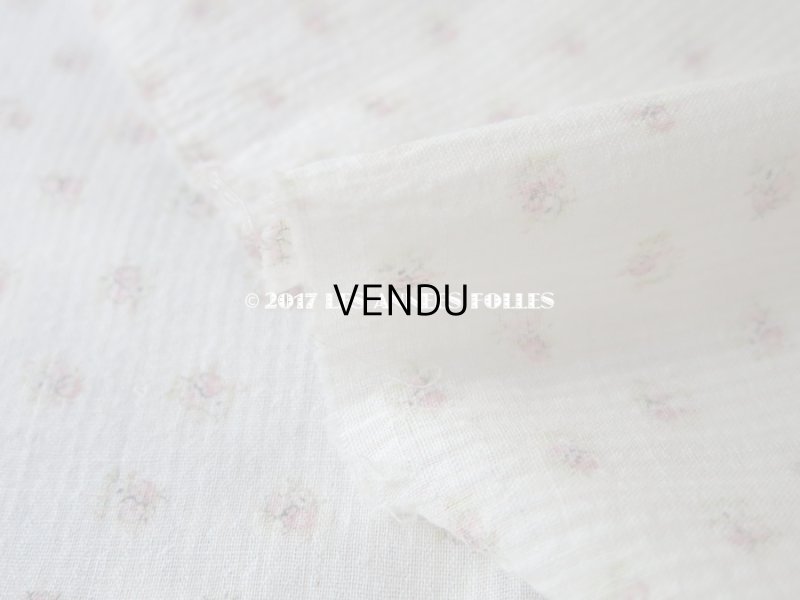 画像6: 1900年代 アンティーク  小さな花＆淡いピンクのストライプ コットン製ファブリック 41×47.5