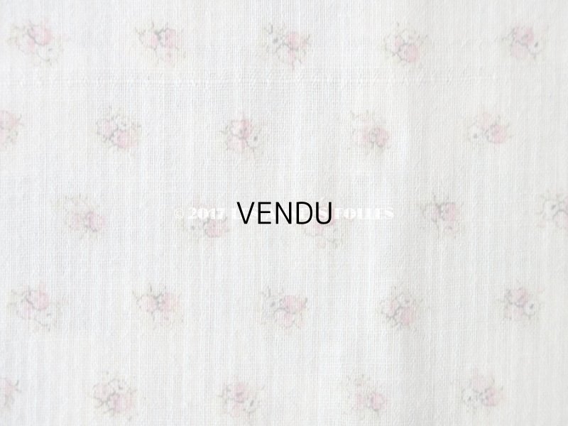 画像4: 1900年代 アンティーク  小さな花＆淡いピンクのストライプ コットン製ファブリック 41×47.5