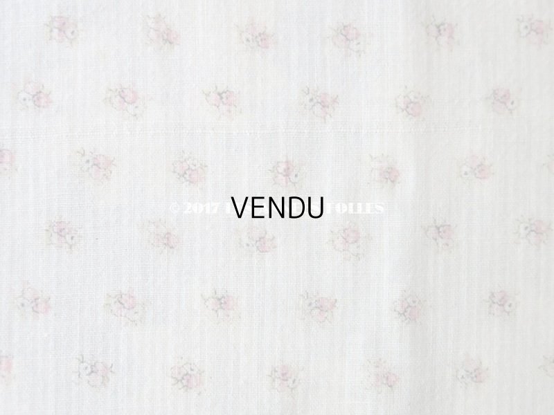 画像3: 1900年代 アンティーク  小さな花＆淡いピンクのストライプ コットン製ファブリック 41×47.5