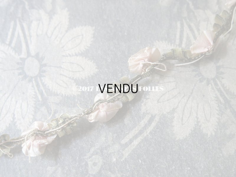 画像6: 1900年代 アンティーク ロココトリム 淡いピンクの薔薇 ロココリボン 0.38m