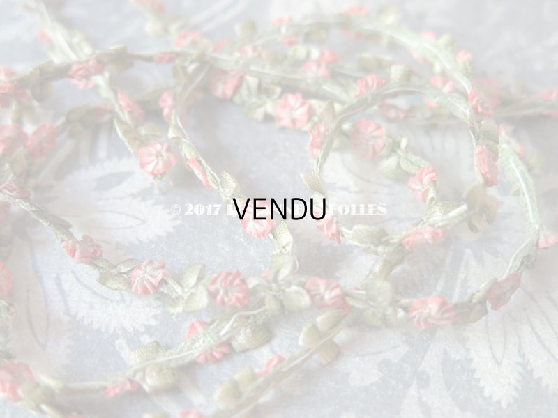 画像6: 1900年代 アンティーク シルク製 ロココトリム とても小さな朝顔 ピンクオレンジ ロココリボン 1.1m