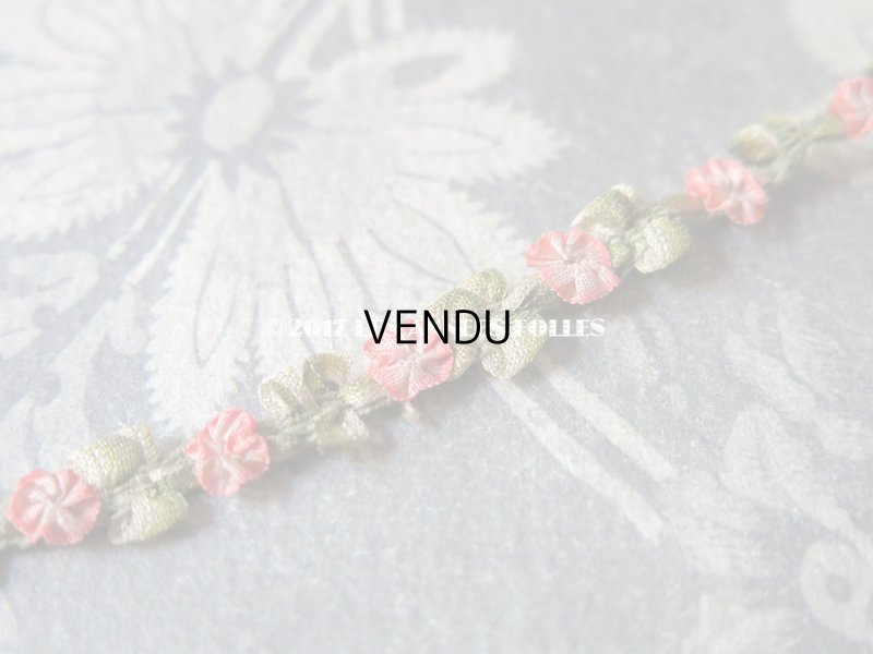 画像4: 1900年代 アンティーク シルク製 ロココトリム とても小さな朝顔 ピンクオレンジ ロココリボン 1.1m