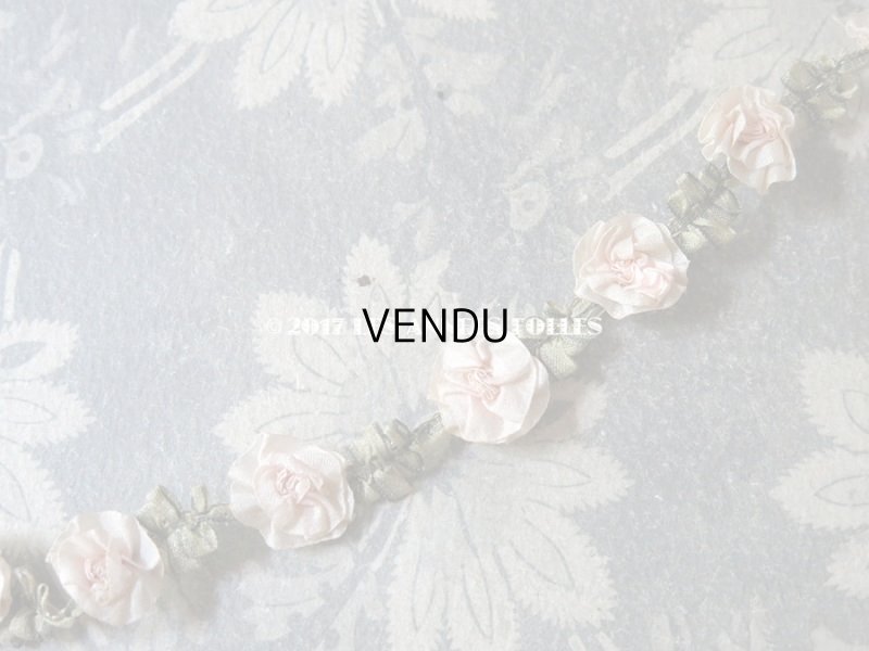 画像4: 1900年代 アンティーク ロココトリム 淡いピンクの薔薇 ロココリボン 0.38m