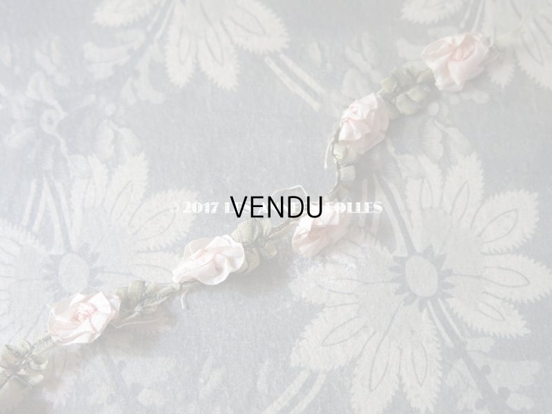 画像3: 1900年代 アンティーク ロココトリム 淡いピンクの薔薇 ロココリボン 0.38m