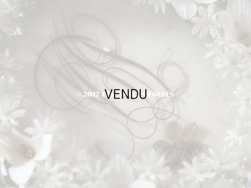 画像4: アンティーク ルリケール 聖遺物のガラスドーム 白い布花 木製フレーム