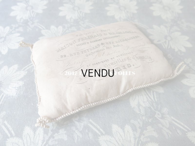 画像4: 19世紀末 アンティーク  シルク製 クッション カシミア&レース店 MAISON FRANCAIS & CRAMACNAC