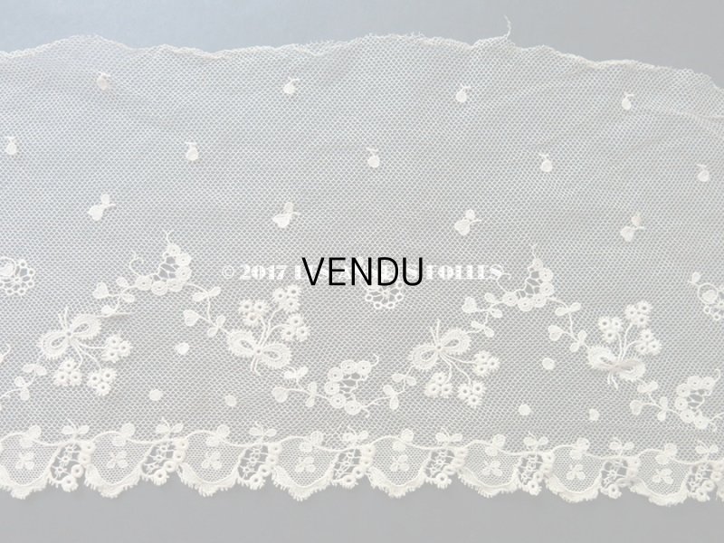 画像9: 1900年代 アンティーク レース 花とリーフ＆リボン　115cm 