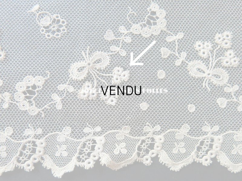 画像12: 1900年代 アンティーク レース 花とリーフ＆リボン　115cm 