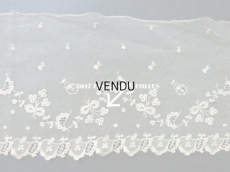 画像8: 1900年代 アンティーク レース 花とリーフ＆リボン　115cm 