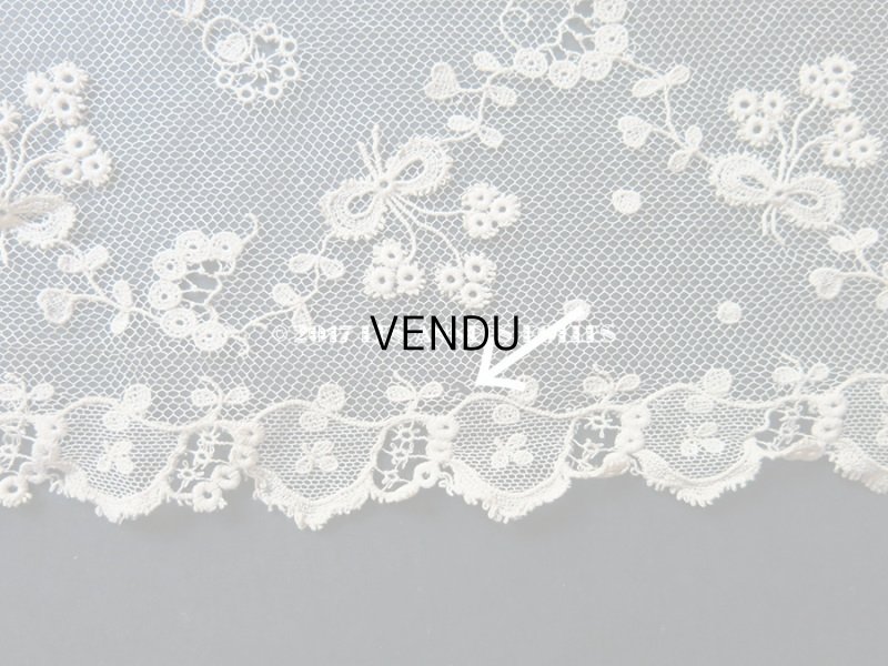 画像13: 1900年代 アンティーク レース 花とリーフ＆リボン　115cm 