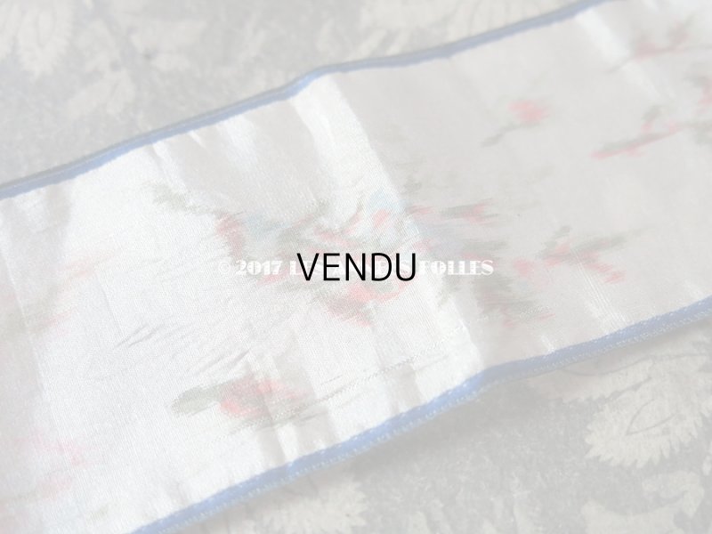 画像3: 19世紀 アンティーク シルク製  ぼかし織 リボン ピンクの薔薇模様 62cm