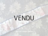 19世紀 アンティーク シルク製  ぼかし織 リボン ピンクの薔薇模様 62cm