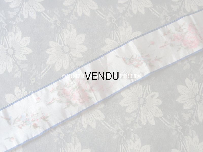 画像4: 19世紀 アンティーク シルク製  ぼかし織 リボン ピンクの薔薇模様 62cm