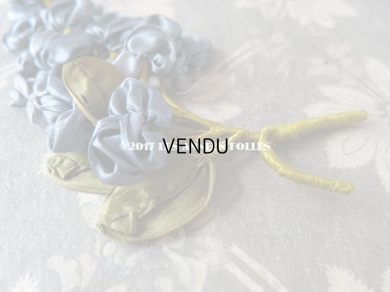 画像6: アンティーク ロココ調  薔薇のコサージュ スモーキーブルー