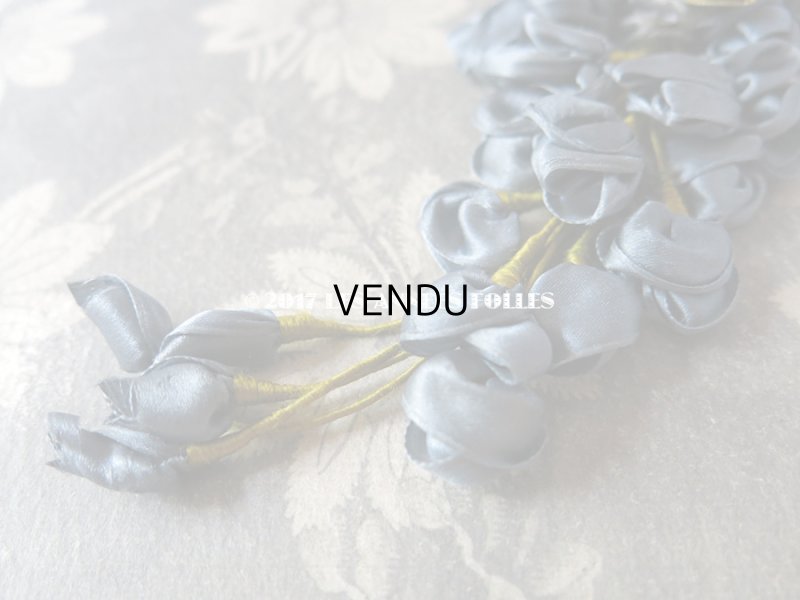 画像5: アンティーク ロココ調  薔薇のコサージュ スモーキーブルー