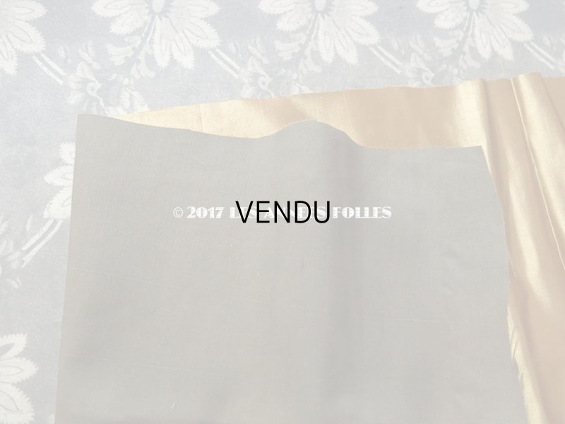 画像4: 19世紀末 アンティーク ファブリック シルク製サテン地 アンティークゴールド＆カーキグレー　83×23.5cm