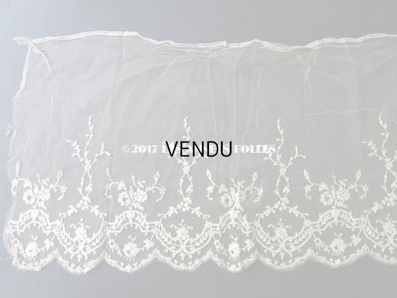 画像6: 1900年代 アンティーク シルク製 レース 花とリーフのガーランド 1m