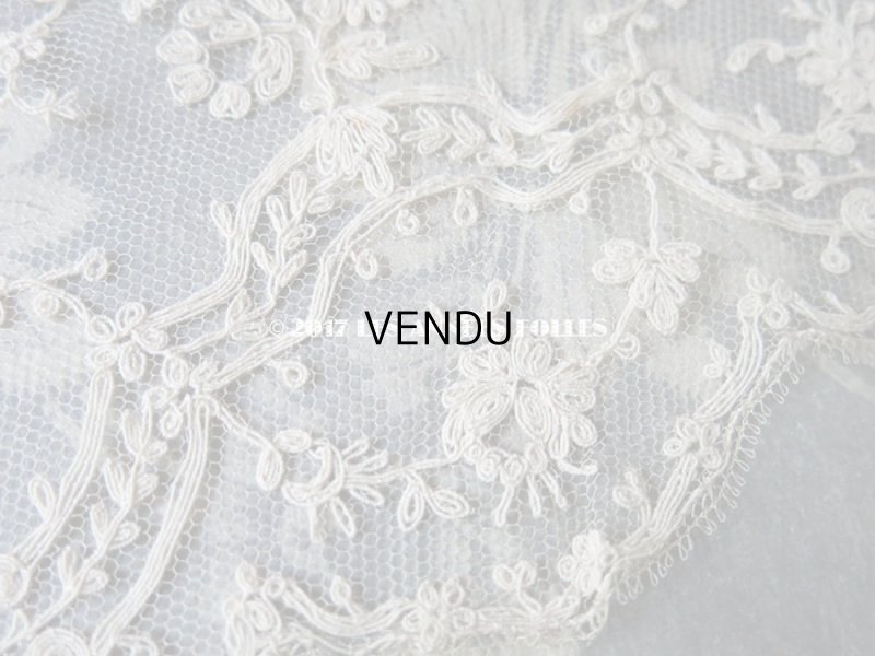 画像4: 1900年代 アンティーク シルク製 レース 花とリーフのガーランド 1m