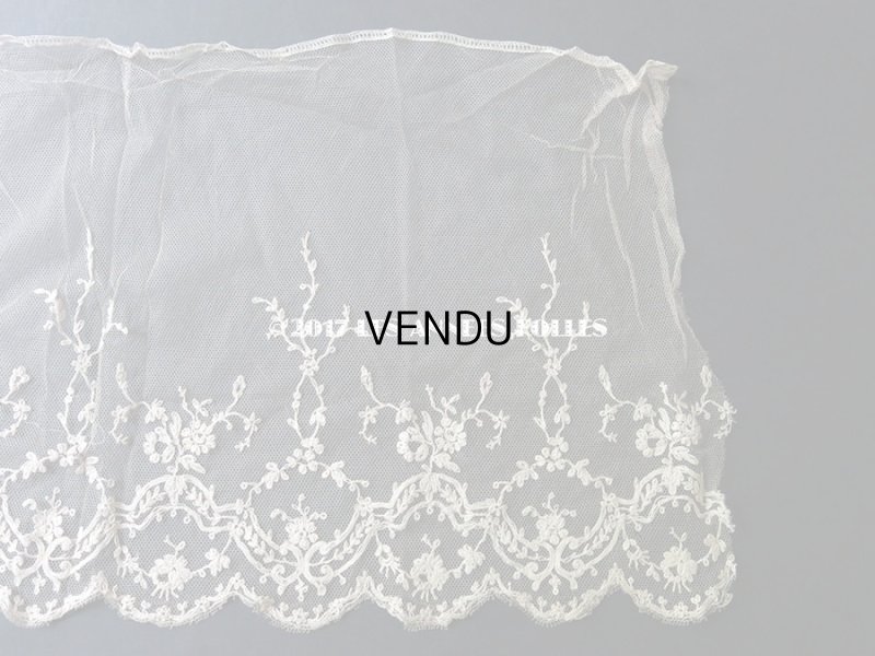 画像8: 1900年代 アンティーク シルク製 レース 花とリーフのガーランド 1m