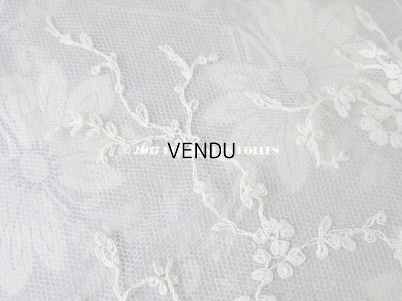 画像5: 1900年代 アンティーク シルク製 レース 花とリーフのガーランド 1m