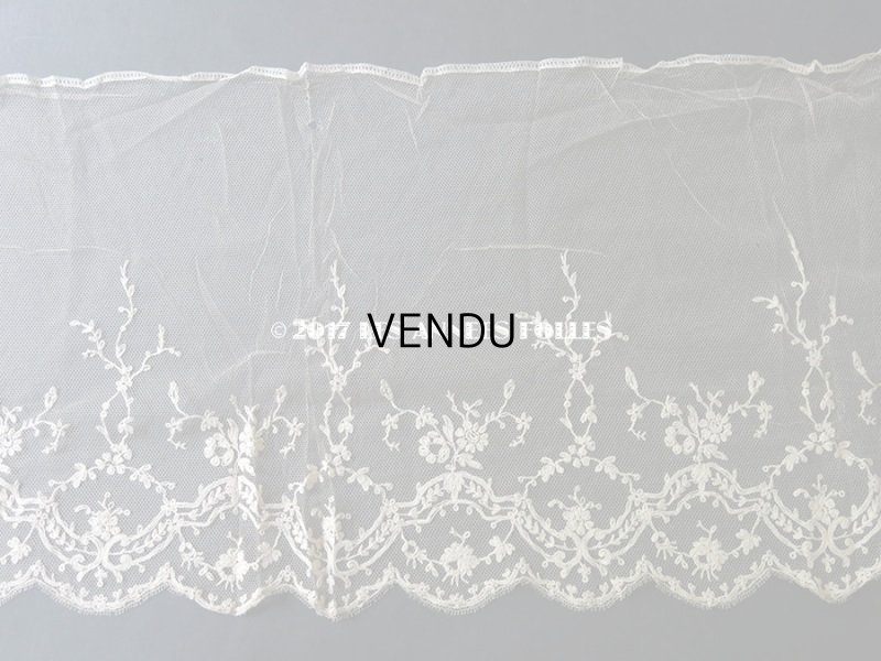 画像7: 1900年代 アンティーク シルク製 レース 花とリーフのガーランド 1m