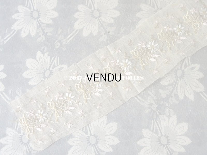 画像4: 1900年代 アンティーク シルク製 パステルカラーの花束の刺繍入りリボン　49cm