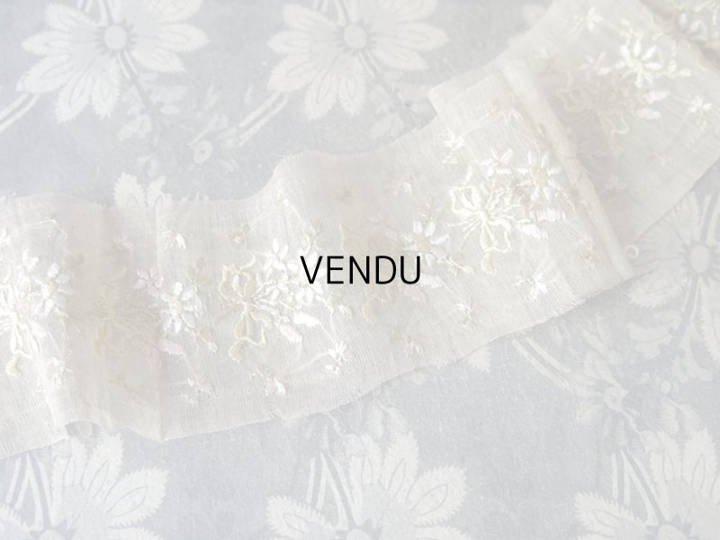 画像6: 1900年代 アンティーク シルク製 パステルカラーの花束の刺繍入りリボン　49cm