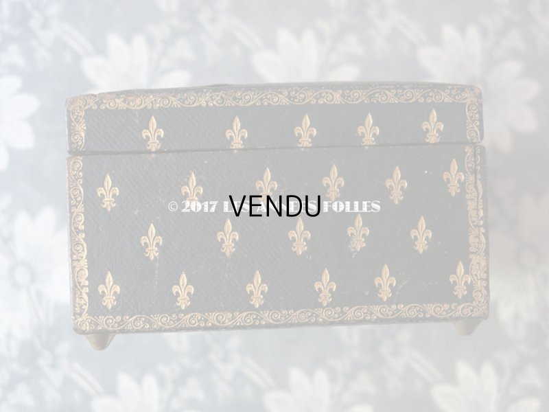 画像9: 19世紀 アンティーク 本革 天使＆百合の紋章 ジュエリーボックス  