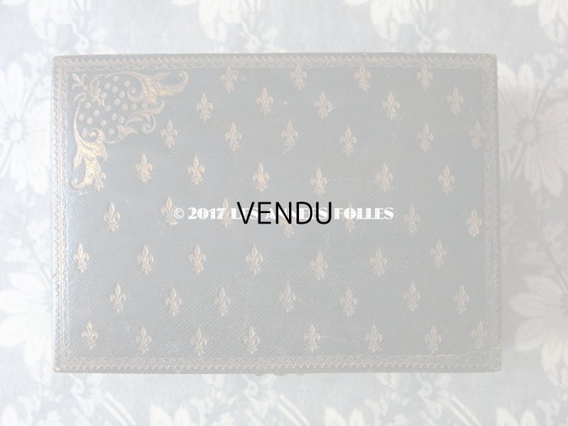 画像3: 19世紀 アンティーク 本革 天使＆百合の紋章 ジュエリーボックス  