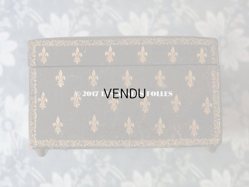 画像8: 19世紀 アンティーク 本革 天使＆百合の紋章 ジュエリーボックス  