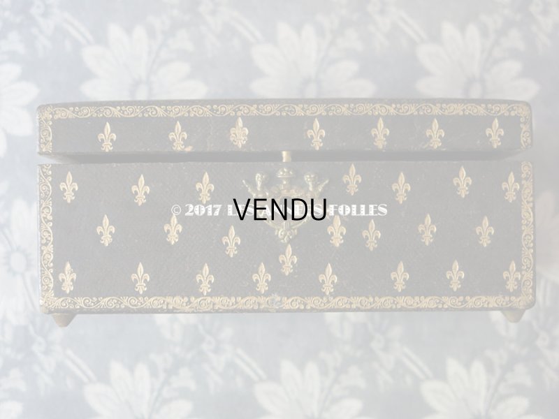 画像6: 19世紀 アンティーク 本革 天使＆百合の紋章 ジュエリーボックス  