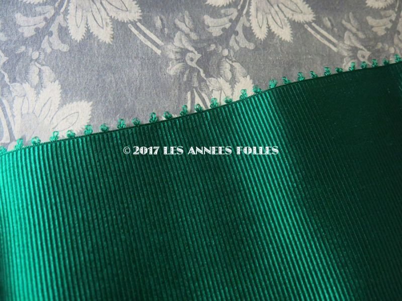画像3: 1900年代 アンティーク シルク製 幅広 グログランリボン ピコット付 グリーン 2.8m