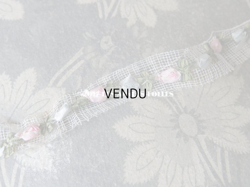 画像4: 1900年代 アンティーク シルク製 ロココトリム ピンク＆ブルー ロココリボン 25cm