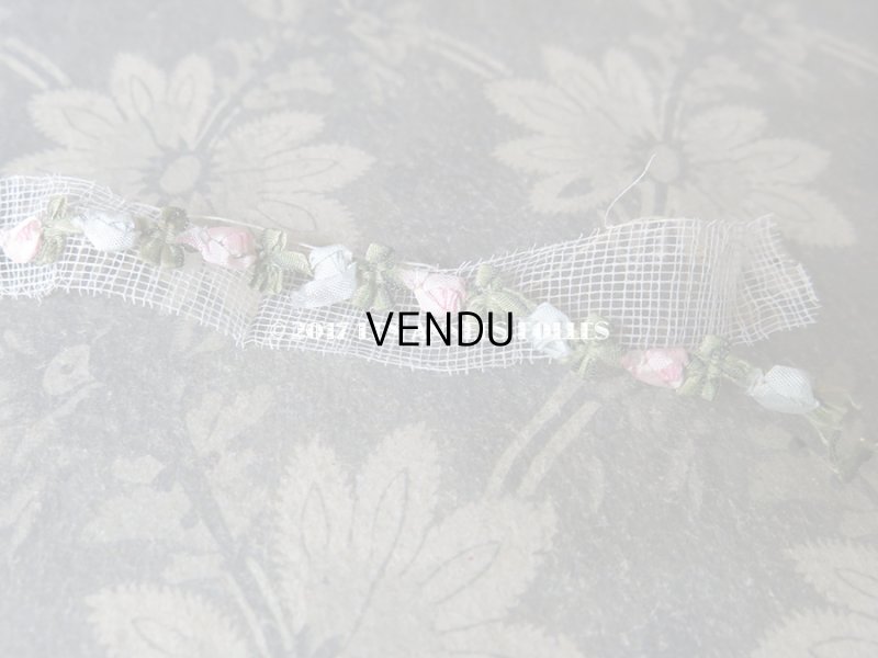 画像5: 1900年代 アンティーク シルク製 ロココトリム ピンク＆ブルー ロココリボン 25cm