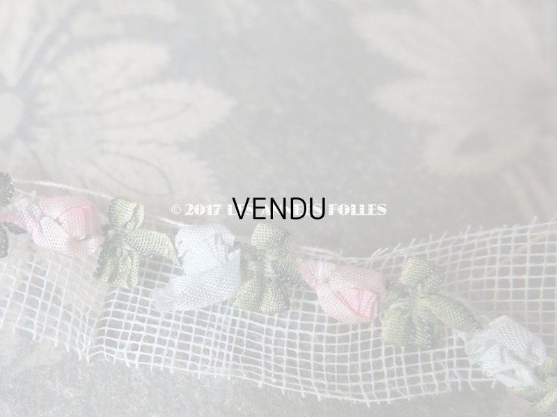 画像6: 1900年代 アンティーク シルク製 ロココトリム ピンク＆ブルー ロココリボン 25cm