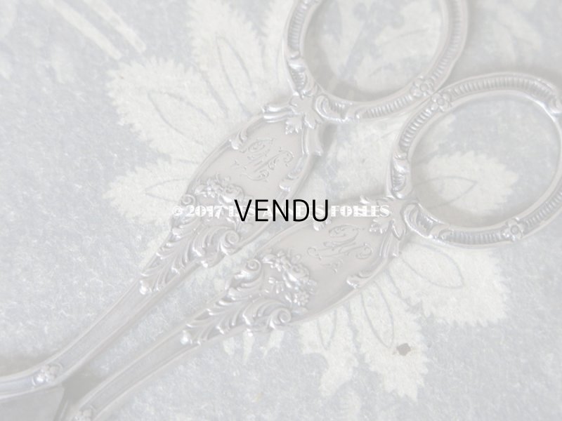 画像9: 19世紀末 アンティーク シルバー製 グレープシザー 薔薇&モノグラム