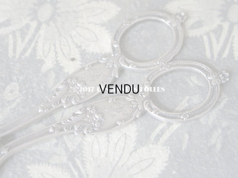 画像7: 19世紀末 アンティーク シルバー製 グレープシザー 薔薇&モノグラム