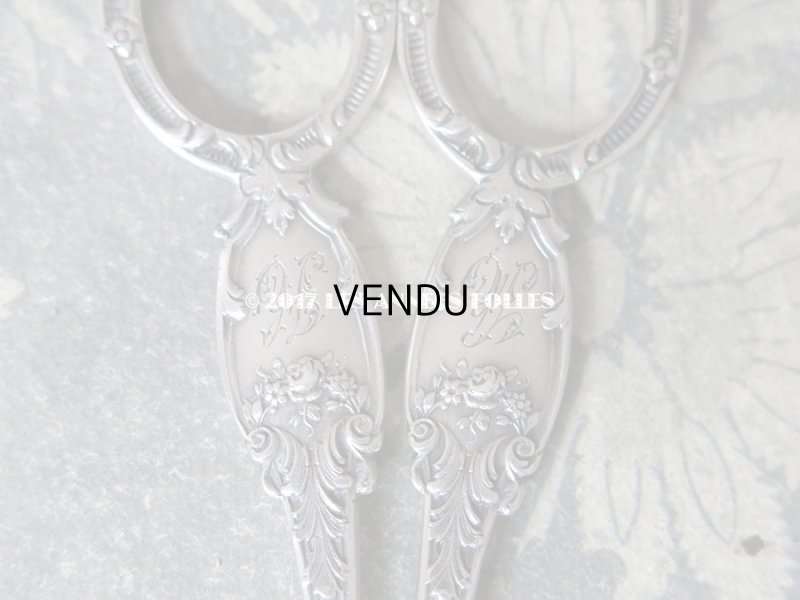 画像8: 19世紀末 アンティーク シルバー製 グレープシザー 薔薇&モノグラム