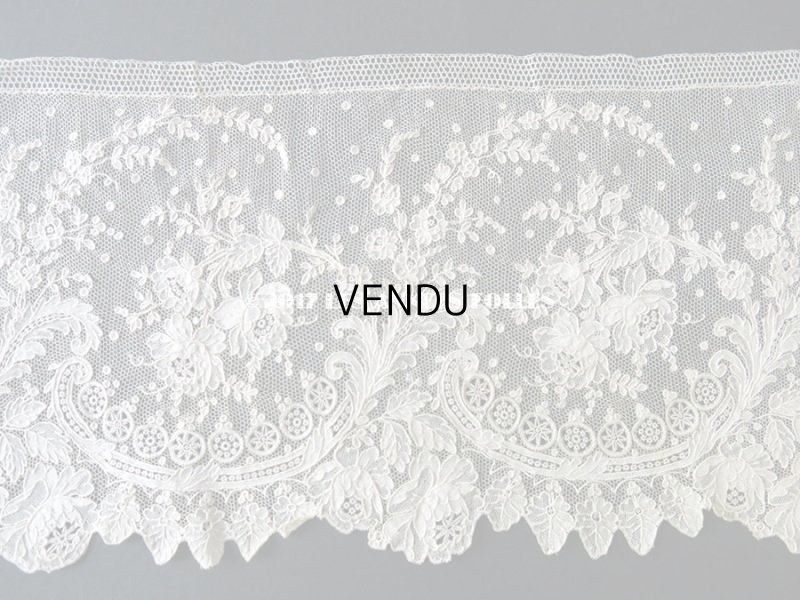 画像7: 19世紀末 アンティーク ニードルレース 薔薇模様 ポワンドガーズ 『ポワン・ド・ガーズ』 120cm