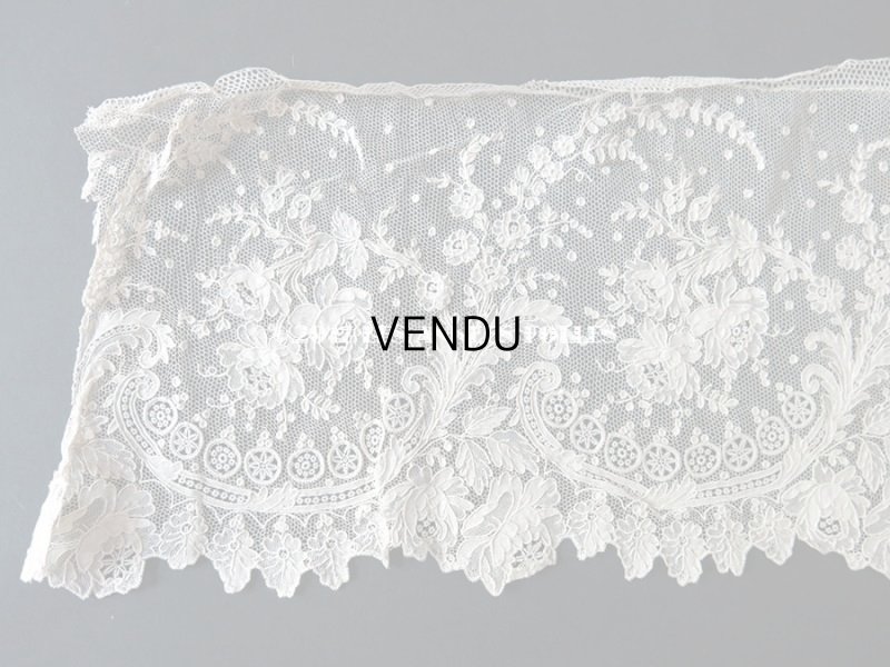 画像6: 19世紀末 アンティーク ニードルレース 薔薇模様 ポワンドガーズ 『ポワン・ド・ガーズ』 120cm