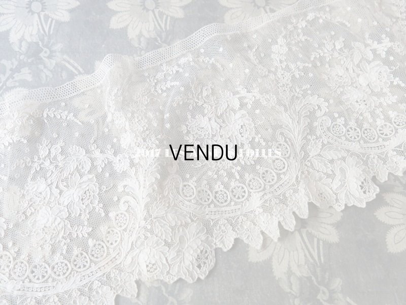 画像13: 19世紀末 アンティーク ニードルレース 薔薇模様 ポワンドガーズ 『ポワン・ド・ガーズ』 120cm