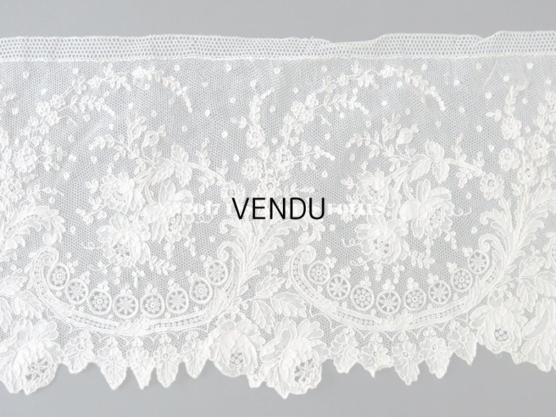 画像8: 19世紀末 アンティーク ニードルレース 薔薇模様 ポワンドガーズ 『ポワン・ド・ガーズ』 120cm