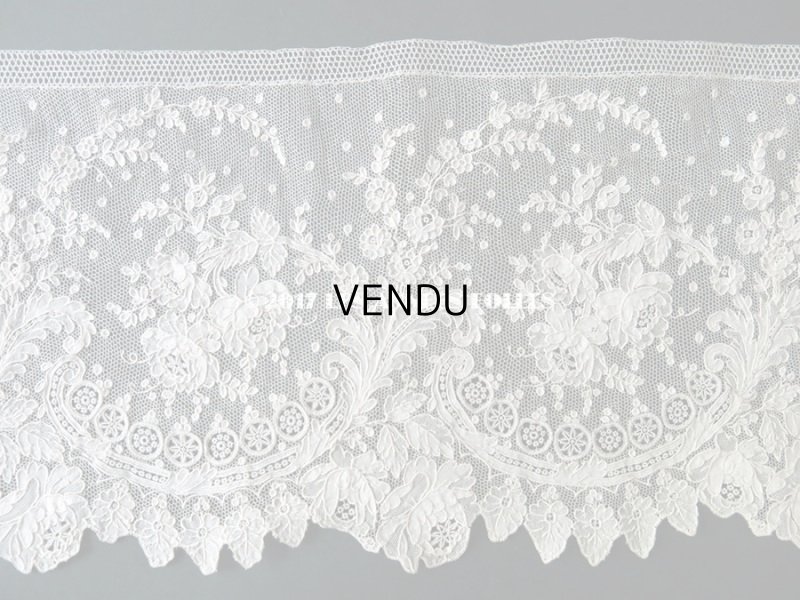 画像9: 19世紀末 アンティーク ニードルレース 薔薇模様 ポワンドガーズ 『ポワン・ド・ガーズ』 120cm