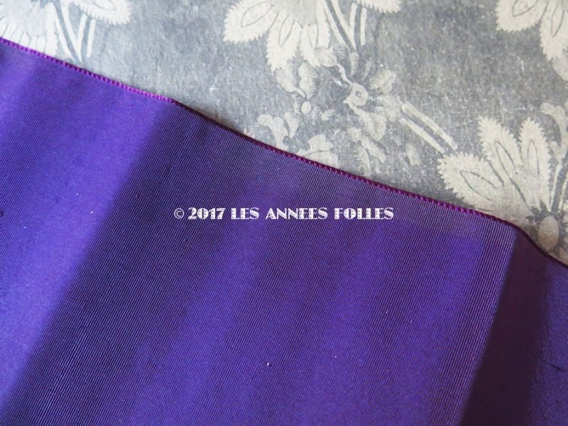 画像2: 1900年代 アンティーク シルク製 幅広 グログランリボン 紫 1.8m