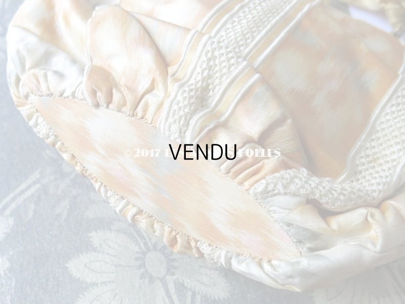 画像8: 未使用 19世紀 アンティーク  シルク製 クリーミーオレンジ色のオモニエール  ロカイユ装飾